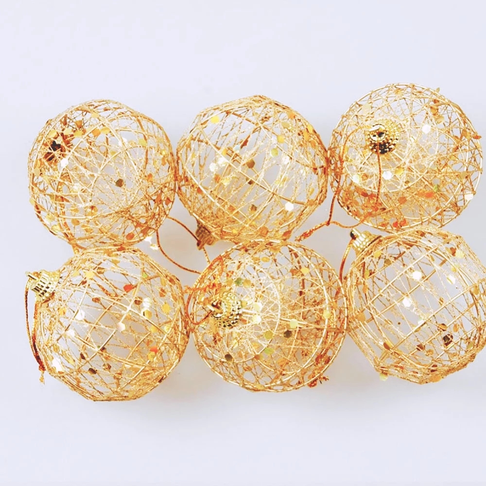6Pcs/Set Christmas Tree Hollow Ball /5cm/6cm Xmas Gold Ball Hanging Decoration/Party Festival Ornaments Home Decor Ornament