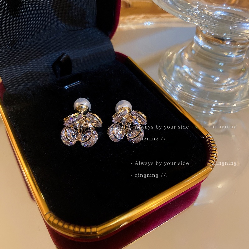 DREJEW Khuyên tai kim bạc hình lá cầu lông thiết kế thời trang Hàn Quốc