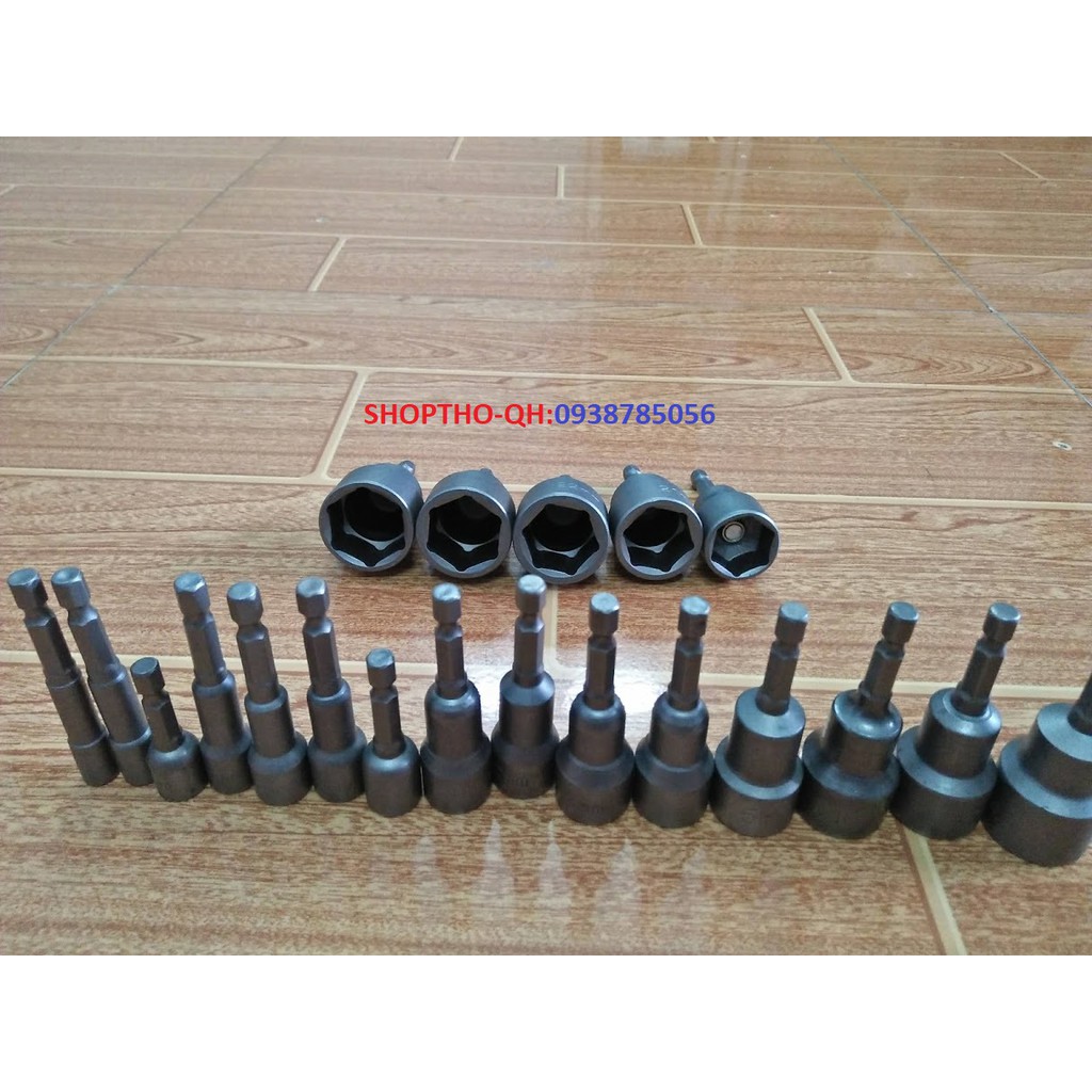 BỘ 16 ĐẦU KHẨU CHÂN LỤC GIÁC DÀI 65MM CÁC KÍCH CỠ 5MM-19MM