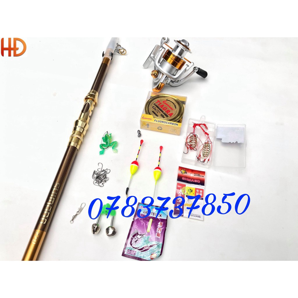 Bộ cần câu máy shimano 2m4, 2m7, 3m0, 3m6, kèm máy kim loại và phụ kiện chính hãng SHOPDOCAUCHATLUONG