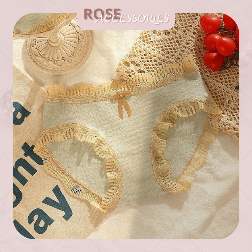 Quần lót nữ Nhật cotton viền ren vintage kháng khuẩn thoáng khí siêu mềm mại QL03