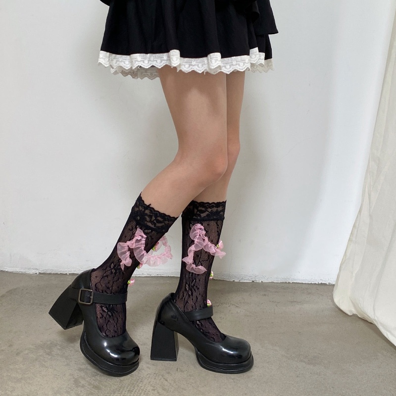 XIXI 1 Đôi Tất Ren Hoa Mỏng Thoáng Khí Phong Cách Lolita Nhật Bản Thời Trang Mùa Hè Dành Cho Nữ