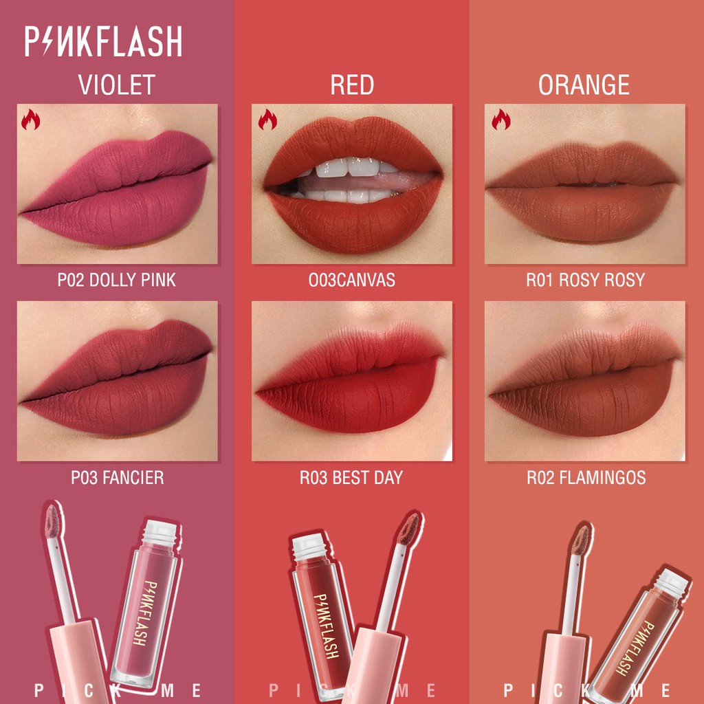 Son kem PINK FLASH 14 màu lì tùy chọn lâu trôi