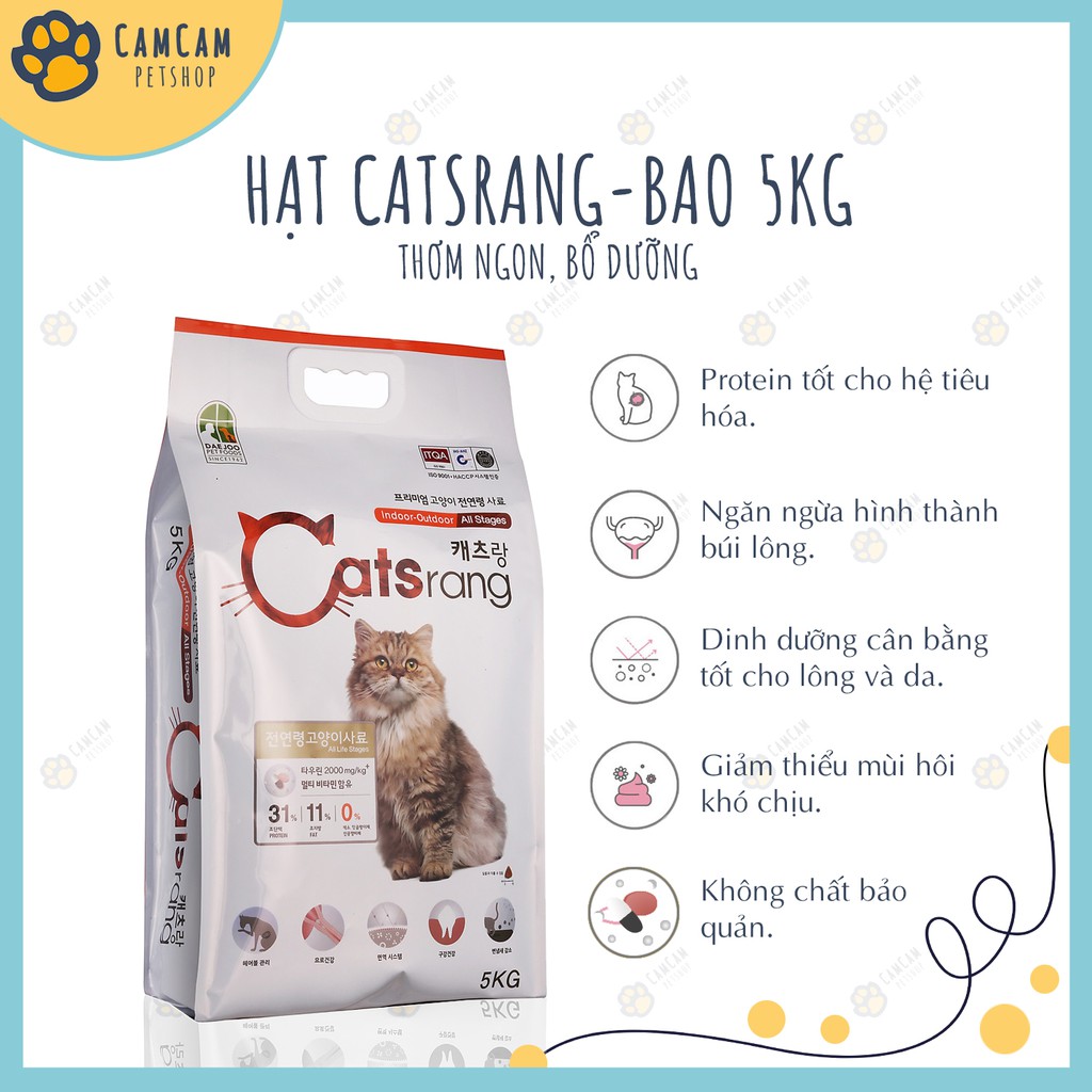 [Mã PET50K giảm Giảm 10% - Tối đa 50K đơn từ 250K] Thức ăn cho mèo Catsrang Bao 5kg - Thức ăn hạt cho mèo