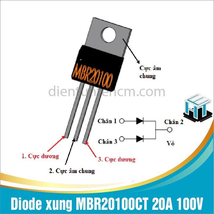 Combo 2 con Diode xung MBR20100CT 20A 100V