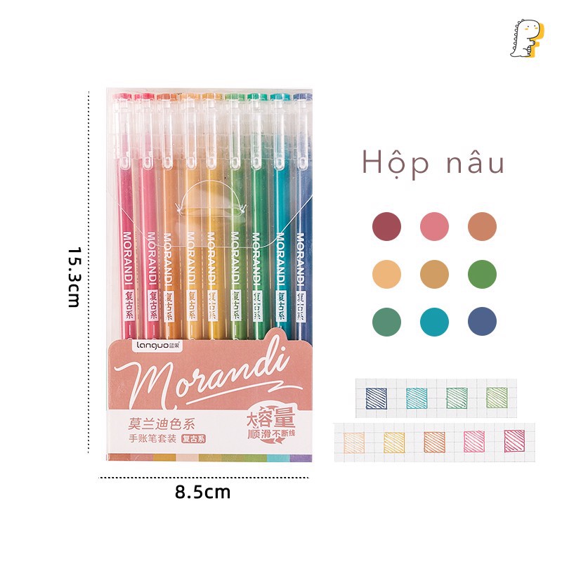 Sét 9 bút gel MORANDI nhiều màu loại thân liền , Bút Gel cho học sinh giá rẻ