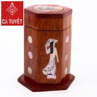 LỌ ĐỰNG TĂM KHẢM CÔ GÁI GỖ HƯƠNG SƠN PU 3 LỚP SIÊU ĐẸP