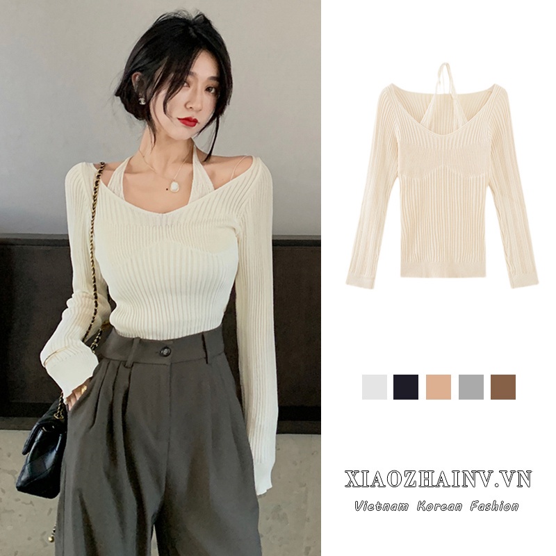 Áo Sweater Tay Dài Hở Vai Thời Trang Cho Nữ