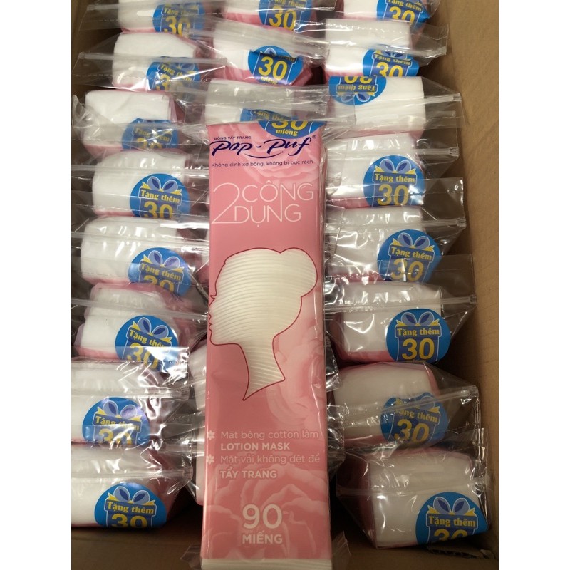 Bông tẩy trang poppuf 90+30=120 miếng