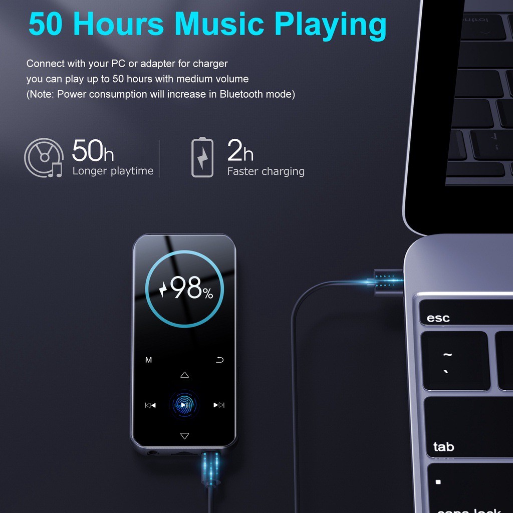 Máy Nghe Nhạc MP3 - Ruizu D19, Bộ Nhớ Trong 16GB, Màn Hình Cảm Ứng Bluetooth - Hàng Chính HãnG