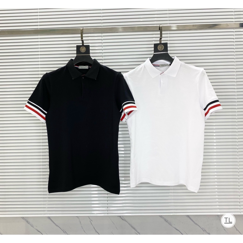 ÁO THUN NAM POLO QUỐC DÂN PHỐI TAY ÁO 2 SỌC ĐƠN GIẢN