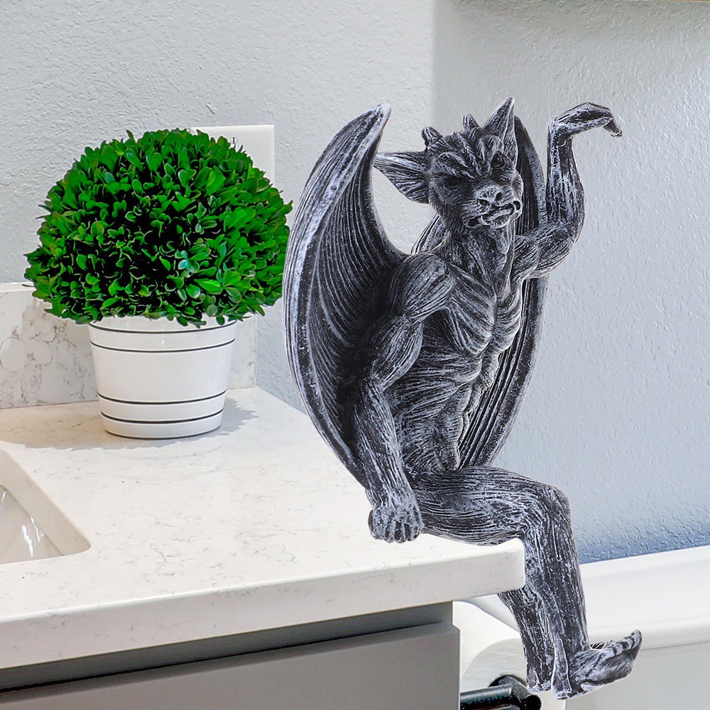 BEAUTY Home Garden Decoration Statue Art Sculpture Ghost Bat Gargoyle New Creative Resin Retro Angel Wings