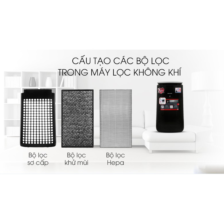 Máy lọc không khí Sharp FP-J80EV-H (Hàng chính hãng, kết nối SmartPhone, nhập khẩu Thái Lan, diện tích 62m2)