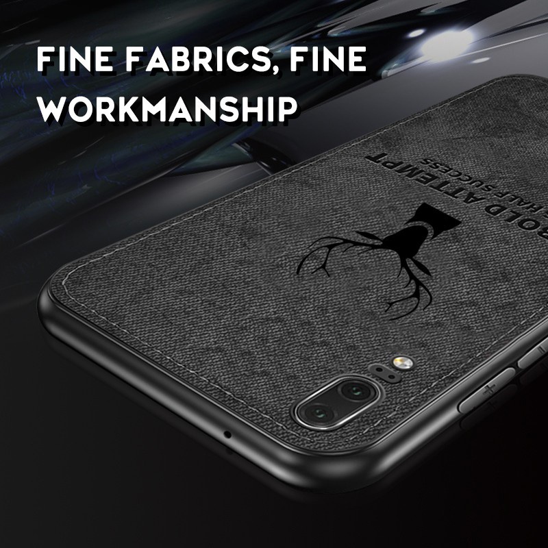 Ốp điện thoại bọc vải họa tiết chú nai cho Vivo 1801 1814 1815 1820 1902 1907