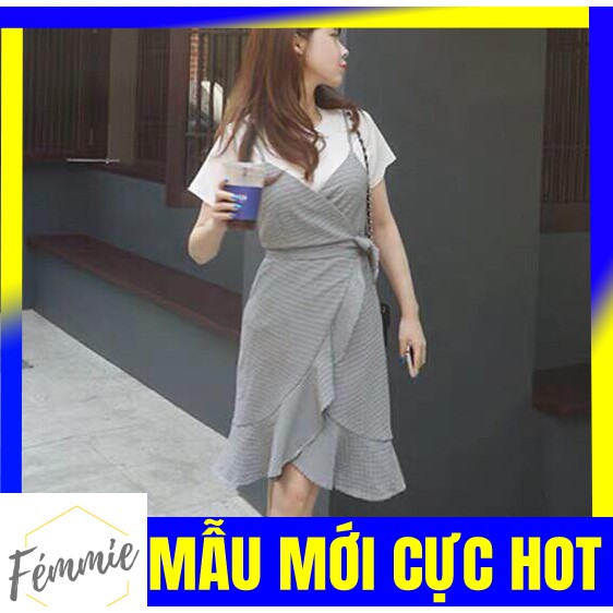 XẢ KHO GIÁ SỐC_XINH HÚT HỒN_Freeship toàn quốc_Set đầm caro tùng chéo_cao cấp có sẵn_Ảnh thật_Femmie