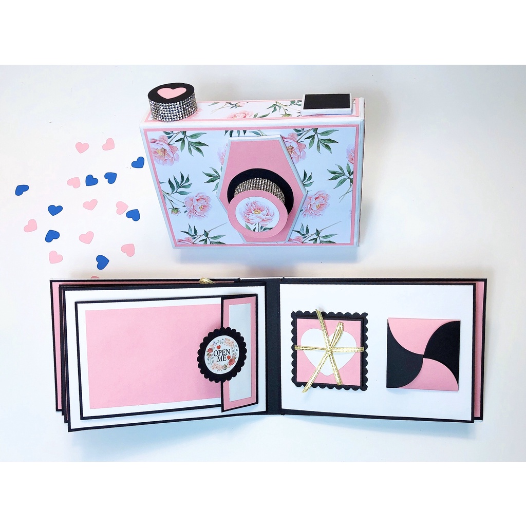 Camera box - album dán ảnh màu hồng - ảnh chụp thực tế - đẹp - độc - lạ