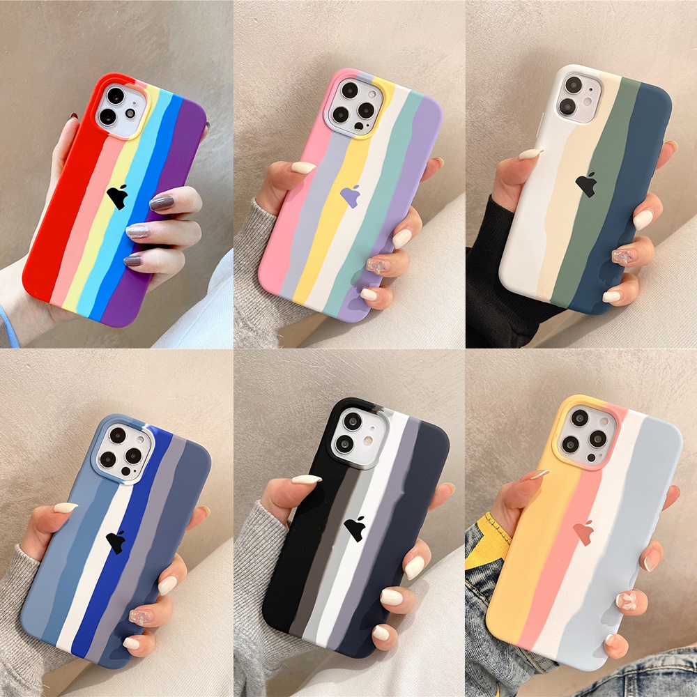 Ốp Điện Thoại Silicon Màu Cầu Vồng Cho Iphone 13 12 11 Pro Max X XR XS Max 8 7 6 6S Plus + SE 2020