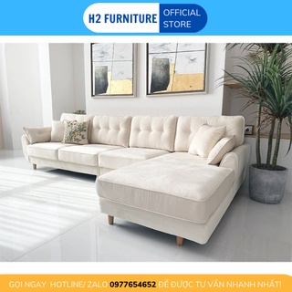 Bộ sofa góc L nỉ H20L2 H2 Furniture vải nỉ mềm mại kết hợp đệm êm ái đàn hồi Sofa cho phòng khách, phòng chờ