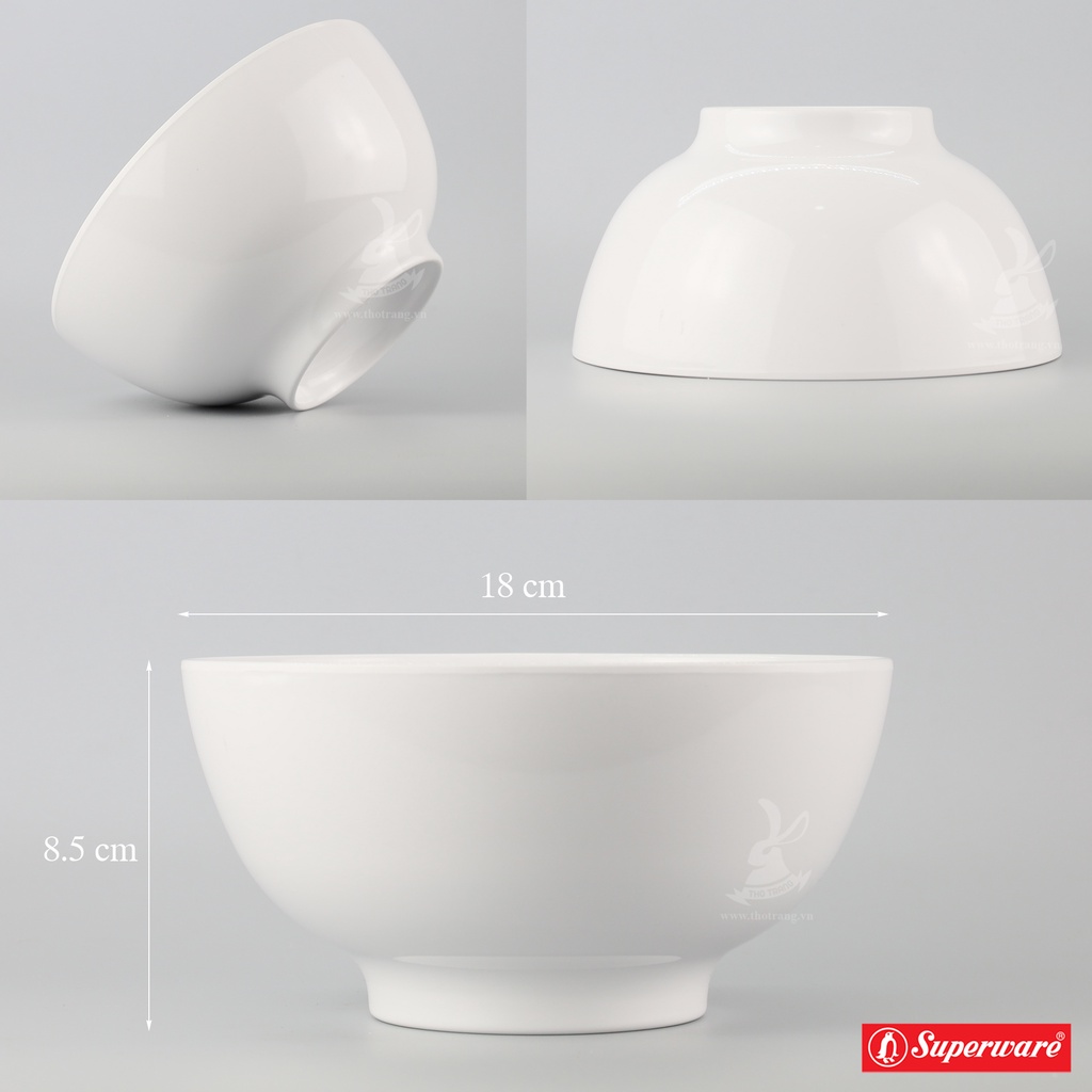 Tô Bún, Mì, Phở Màu Trắng Nhựa Melamine Superware Thái Lan