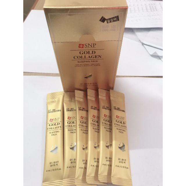 Mặt nạ ngủ dưỡng trắng da SNP Gold Collagen Sleeping Pack