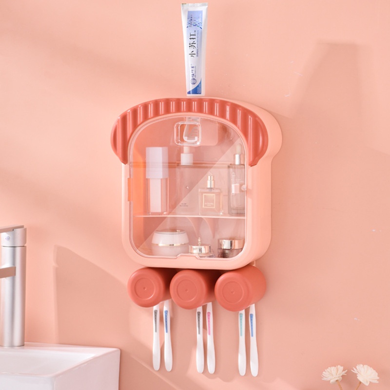 Giá Đỡ Bàn Chải Đánh Răng / Cốc Súc Miệng Gắn Tường Tiện Lợi