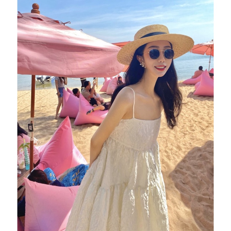 Jane Đầm hai dây babydoll xòe đi biển bồng bềnh