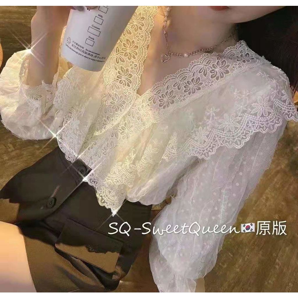 Áo Sơ Mi Ren Dài Tay Nữ Mùa Thu Kiểu Mới Pháp 2021