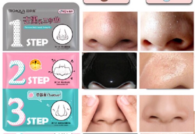 Mặt Nạ Lột Mụn Mũi Remove Black Heads 3 Step Kit của Bioaqua | WebRaoVat - webraovat.net.vn