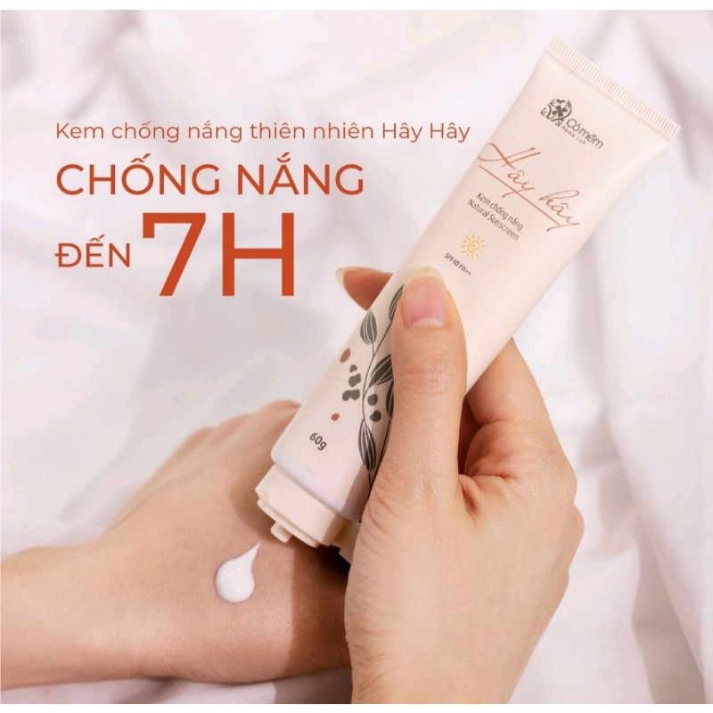 Kem Chống Nắng Thiên Nhiên Thấm Nhanh An Toàn Cho Da Hây Hây SPF 40, PA ++ Cỏ Mềm 60g