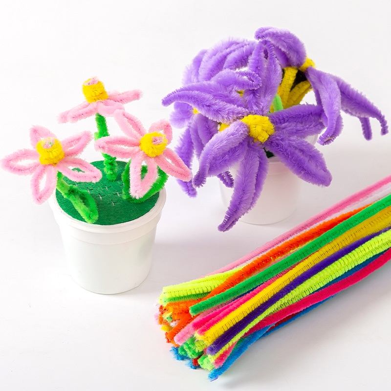 Set 40/ 100 que lông nhung xoắn nhiều màu sắc dùng làm đồ thủ công