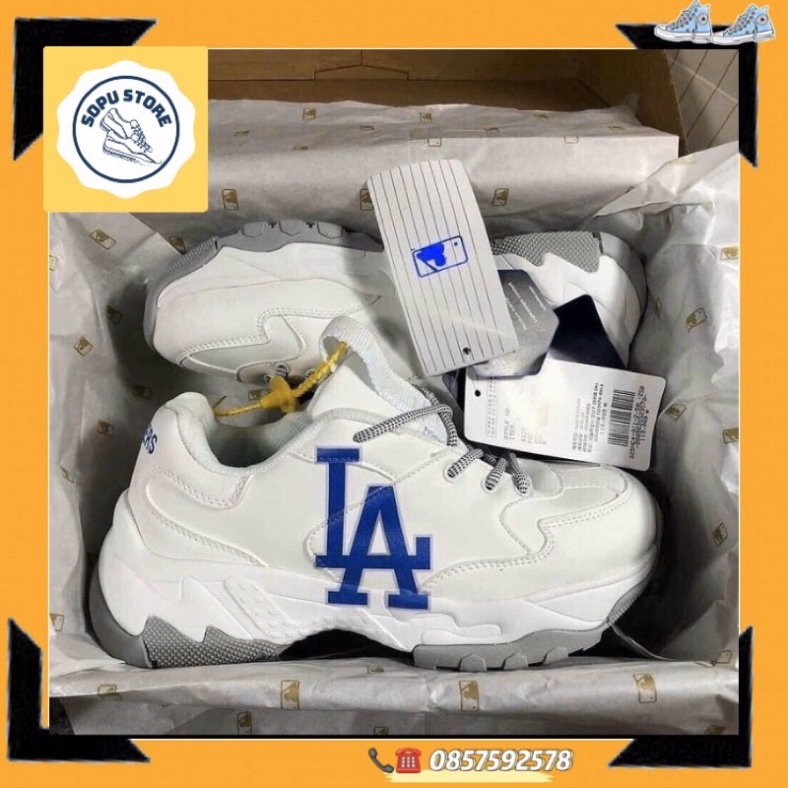 [FREE SHIP] Giày sneakers la đẹp trắng chữ xanh, đế cao [Hỗ trợ đổi trả]