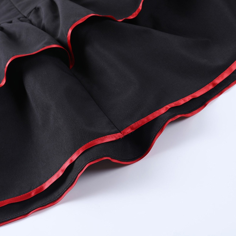 Chân Váy Chữ A Xếp Ly Lưng Cao Màu Sắc Tương Phản Phong Cách Harajuku Dành Cho Nữ