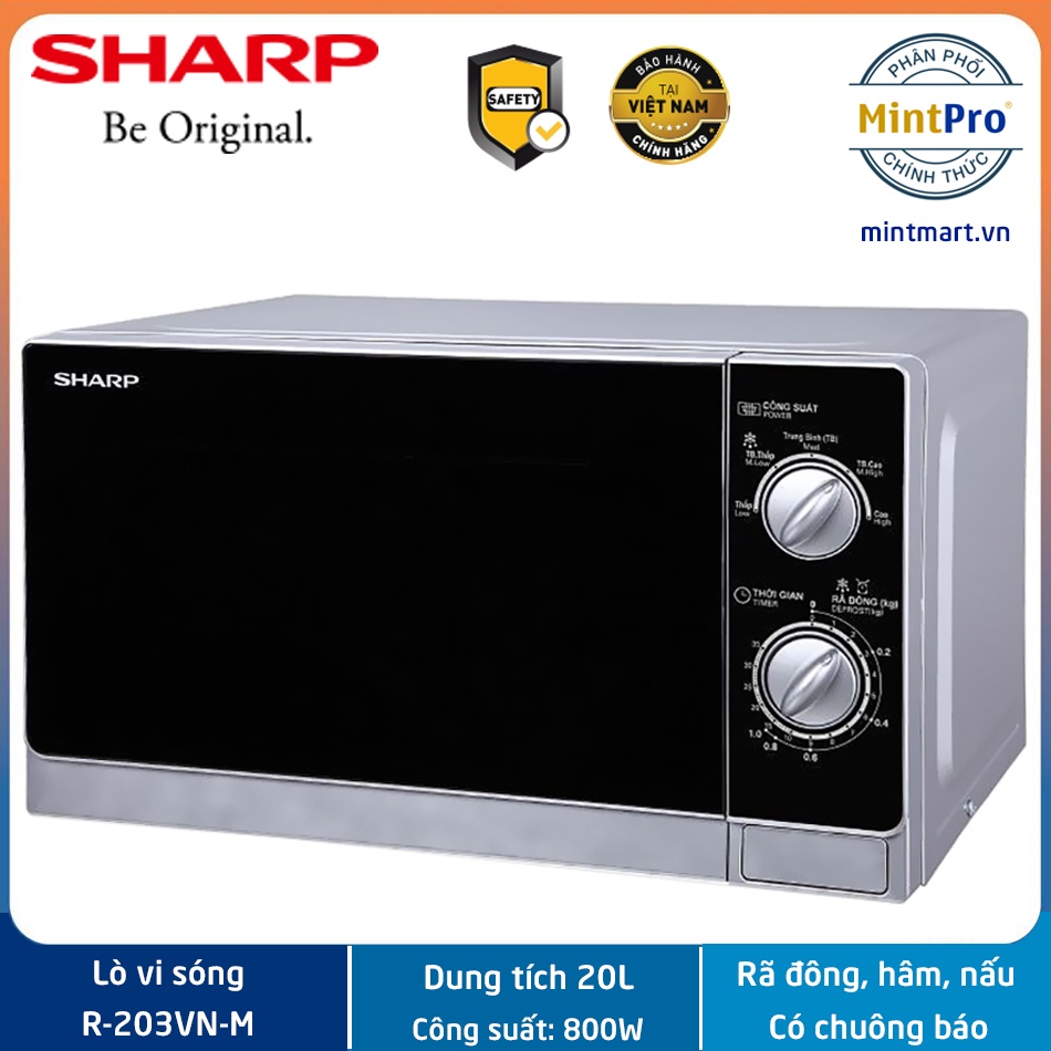 Lò vi sóng Sharp R-203VN-M 20 lít - Hàng chính hãng - Bảo hành 12 tháng