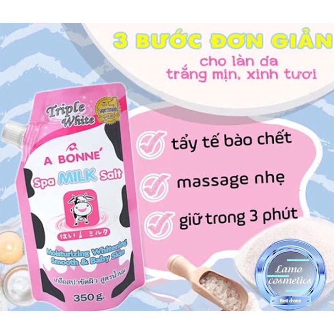 Muối Tăm Sữa Bò Abonne - Tẩy Tế Bào Chết Body Và Mặt Thái Lan Hương Sữa Tươi 350g