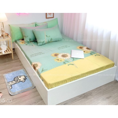 Bộ ga kèm 2 vỏ gối nằmvải poly cotton,chọn mẫu-chuột micky đen