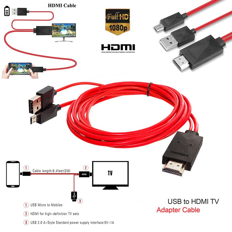 Cáp MHL KIT cho điện thoại hỗ trợ MHL 5 Pin và 11 Pin chuyển đổi sang HDMI 1080P HD TV Điện thoại Android