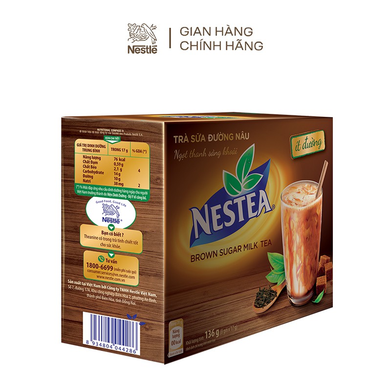 Trà sữa đường nâu Nestea 8 gói x 17g