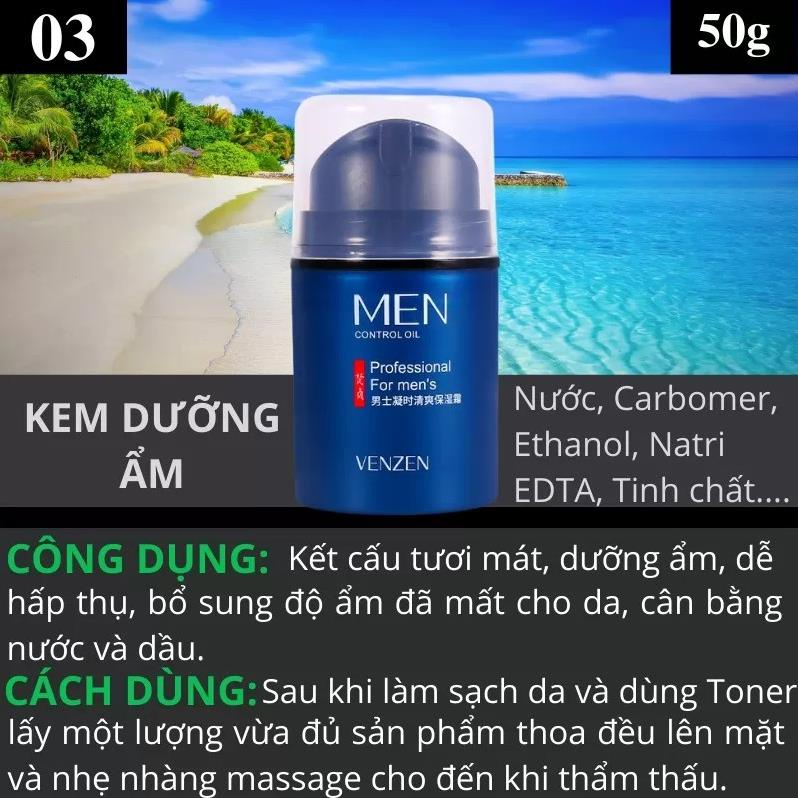 Bộ 3 mỹ phẩm chăm sóc da cho nam, sữa rửa mặt - Toner + kem dưỡng ẩm Veze 2022