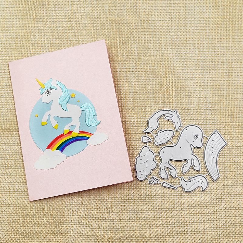 QQ Khuôn Cắt Giấy Kim Loại Hình Ngựa Cầu Vồng Xinh Xắn