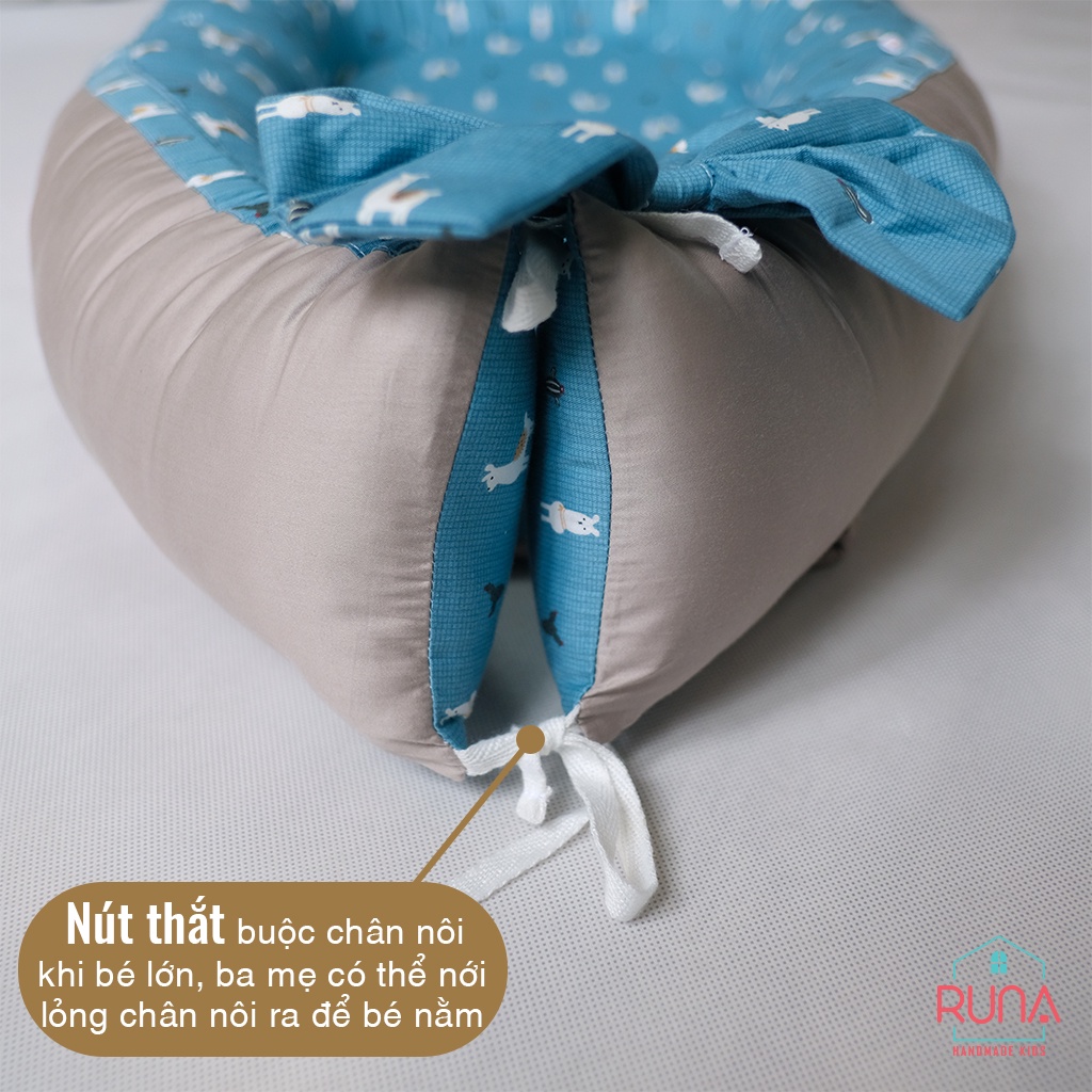 Nôi vải ngủ chung giường cho bé RUNA KIDS chất liệu vải Satin cao cấp mềm mịn thoáng mát an toàn cho da bé