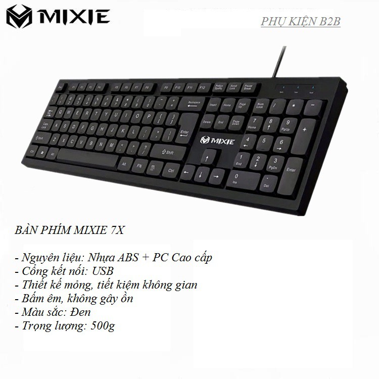 Bàn phím máy tính MIXIE X7S phiên bản mới nhất 2021, bàn phím gaming có dây, mỏng nhẹ, bấm êm