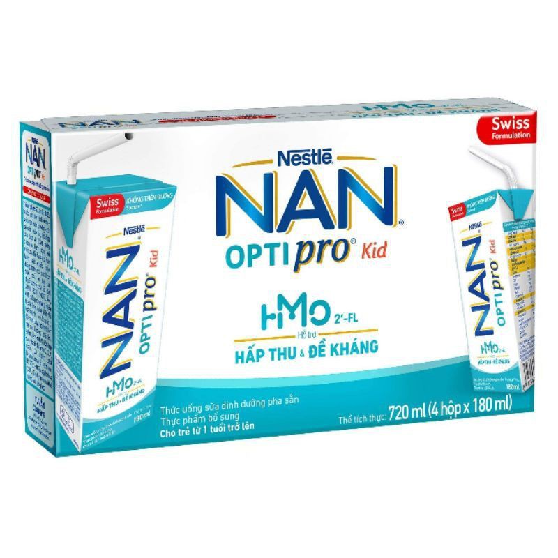 1lốc Sữa NAN nước pha sẵn optipro kid 180ml (4hop)