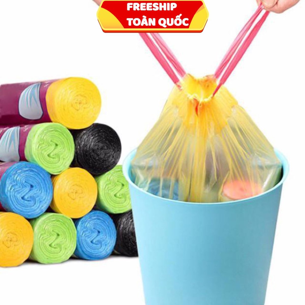 3 Cuộn túi đựng rác có quai kích thước 45x50cm siêu tiện lợi . .