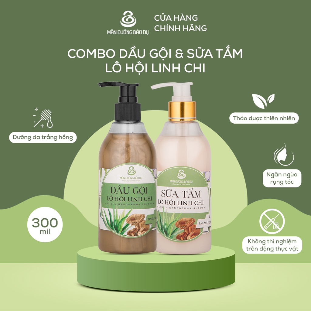 COMBO Dầu Gội Lô Hội Linh Chi + Sữa Tắm Lô Hội Linh Chi Mãn Đường Bảo Dụ