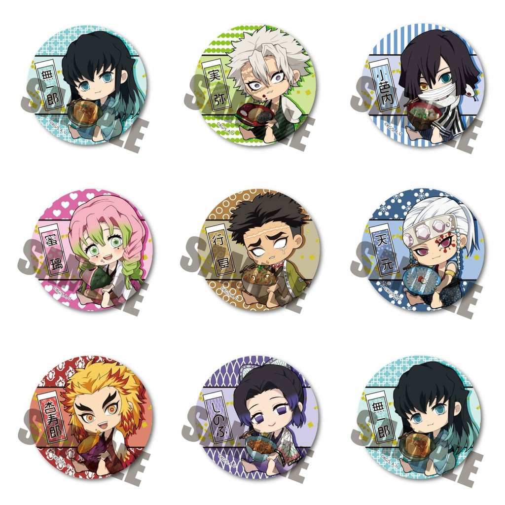 Huy hiệu IN HÌNH Kimetsu no Yaiba Thanh gươm diệt quỷ anime chibi dễ thương tiện lợi