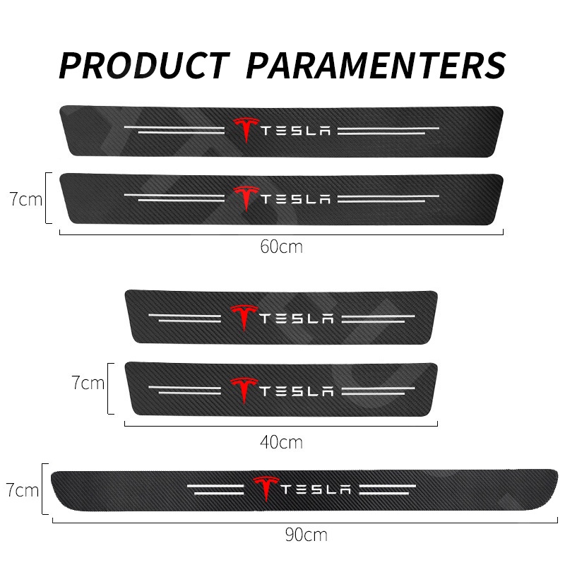 Miếng Dán Cửa Xe Hơi Tesla Model 3 Model Y Model S Model X Bằng Sợi Carbon