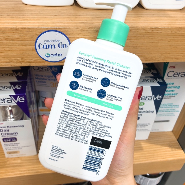 [Mã 1911FMCGSALE giảm 8% đơn 500K] Sữa rửa mặt CeraVe Foaming Facial Cleanser (355mL) | BigBuy360 - bigbuy360.vn