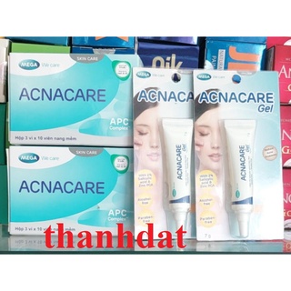 (bộ đôi acnacare ) viên uống mụn acnacre hộp 30 viên + acna care gel của mega thích hợp cho cả nam và nữ