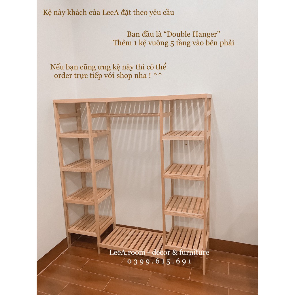 Kệ Treo Quần Áo Gỗ Cao Cấp Double Hanger - Màu Gỗ Tự Nhiên | BigBuy360 - bigbuy360.vn