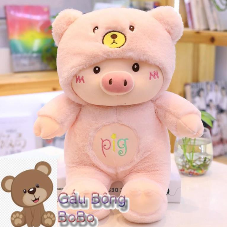 Gấu Bông Heo Con PIG Áo Bông Có Mũ Chùm Đầu Siêu Xinh Size 60cm